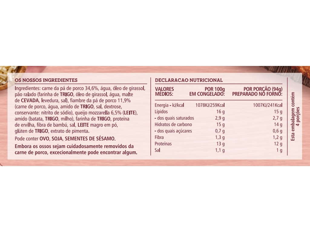 CROCANTES IGLO DE PORCO CORDON BLEU 376G