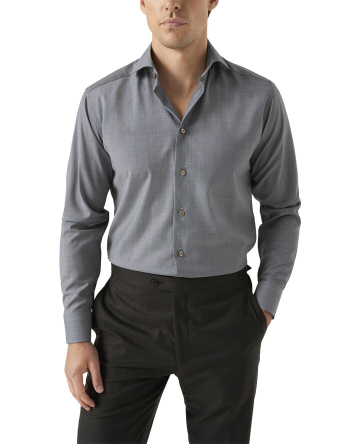 ETON Contemporary Fit Brown Houndstoothmerino Wool Shirt Brun