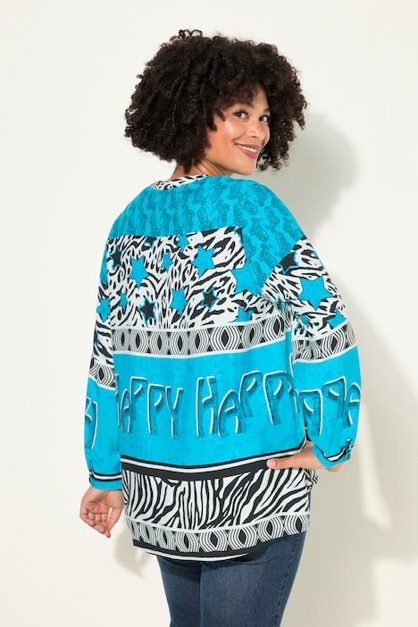 Bluse, A-Linie, Happy Mustermix, Langarm