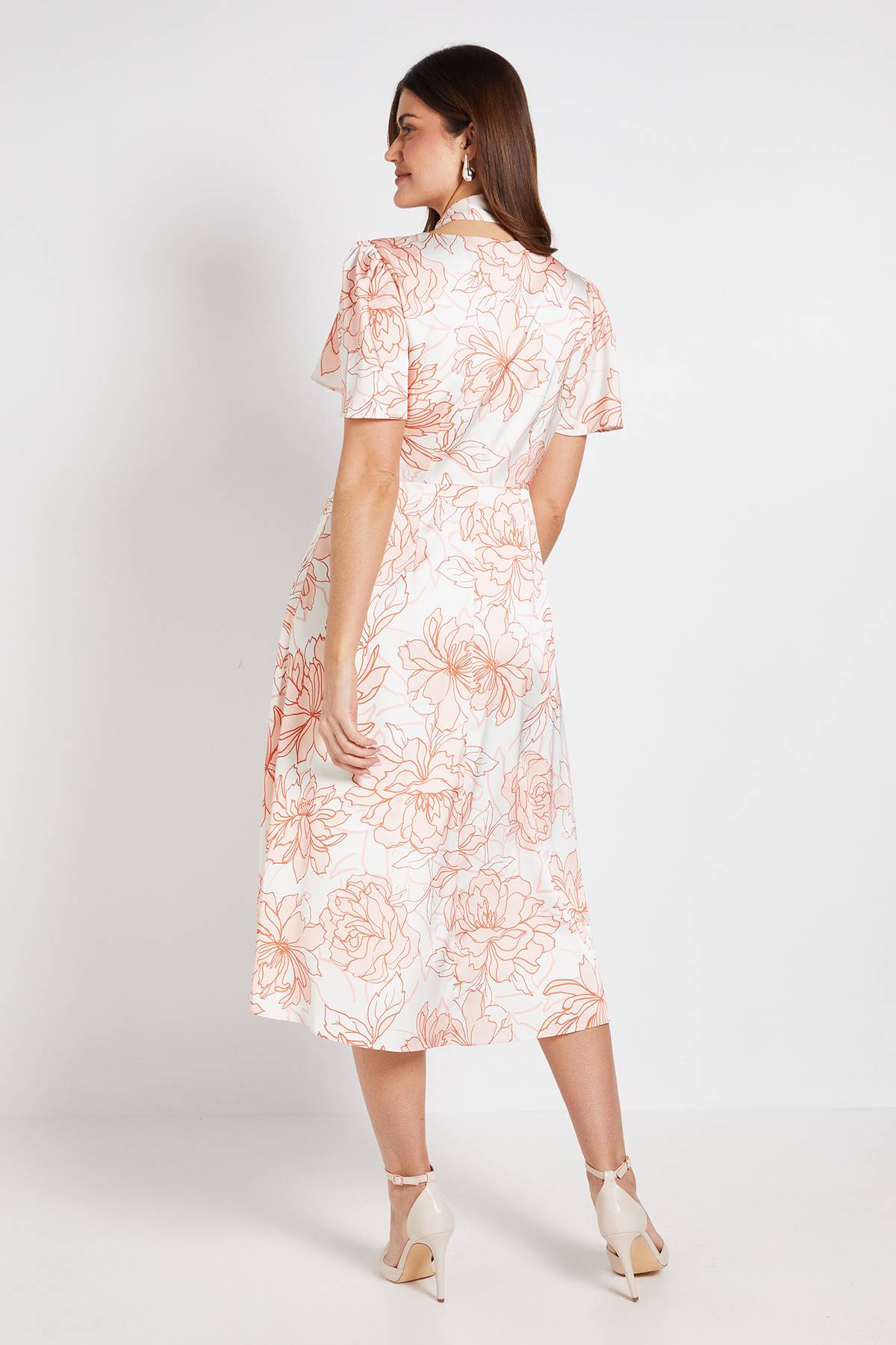 Wallis Robe Midi À Imprimé Floral En Satin