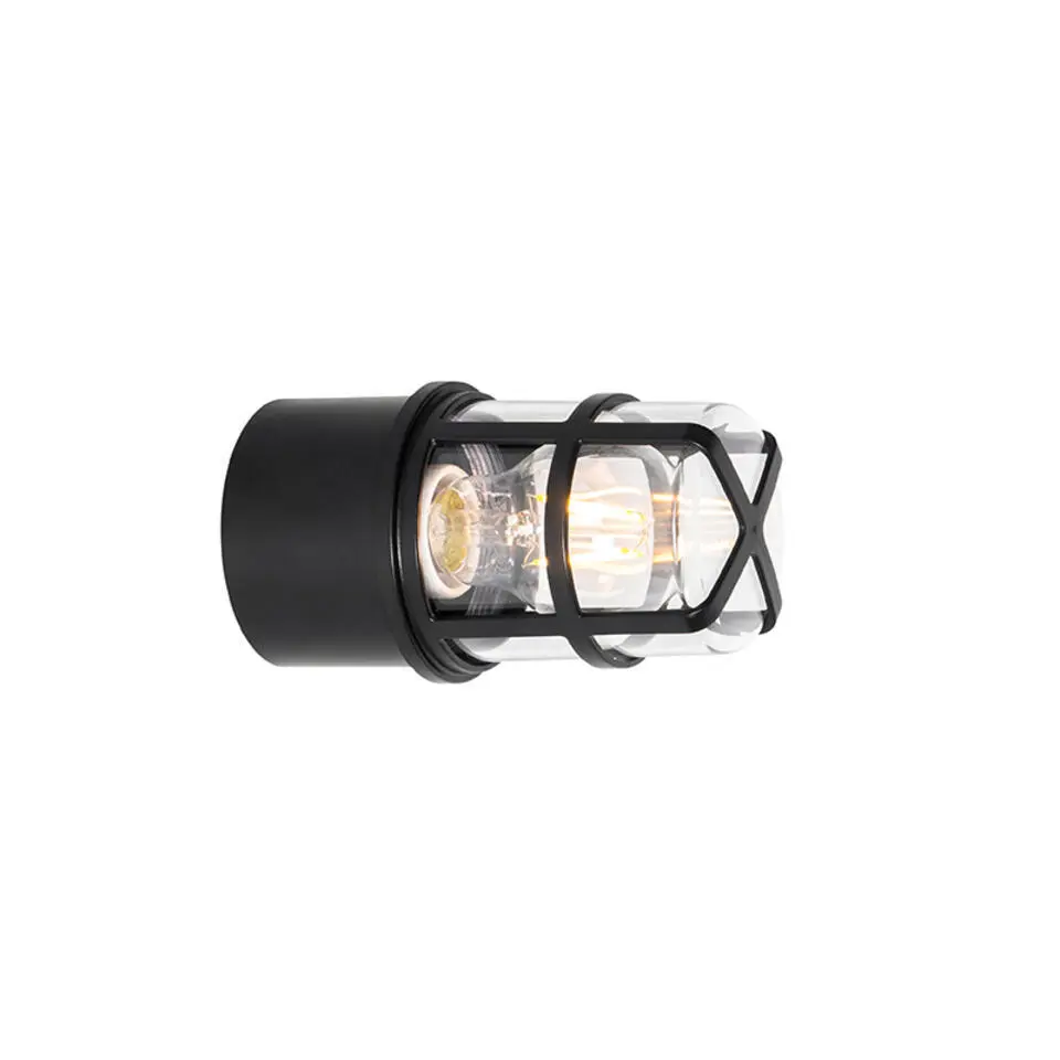 Qazqa plafondlampen buiten kiki zwart e27