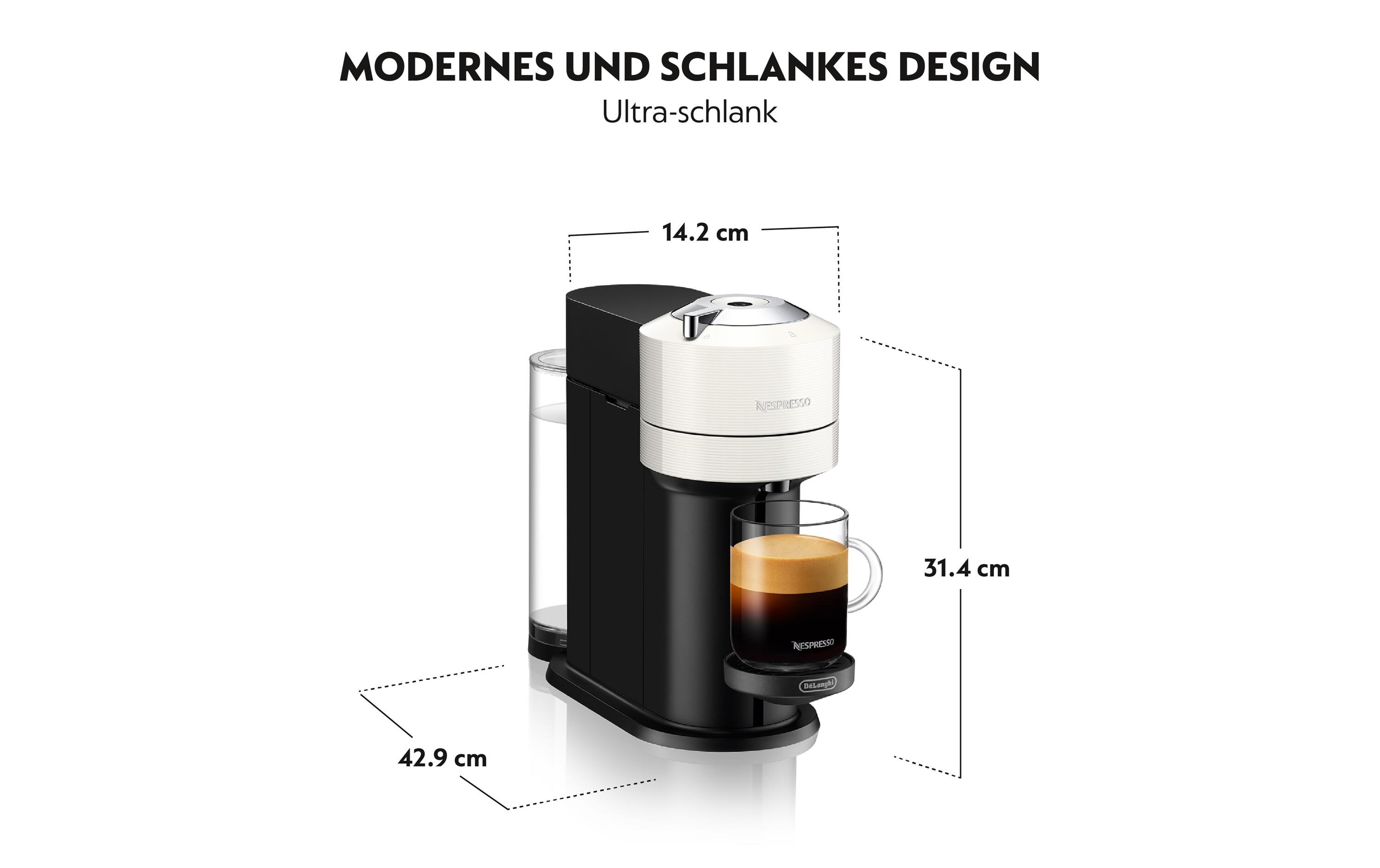 Kaffeemaschine Nespresso Vertuo Next ENV120.W Weiss<br>Kapselmaschine der Vertuo Line für fünf verschiedene Tassengrössen