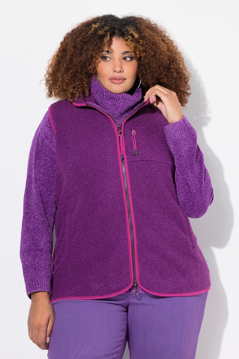 Teddyweste, Stehkragen, 2-Wege-Zipper, ärmellos