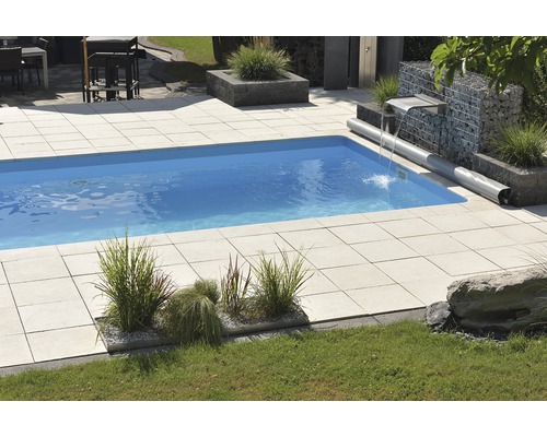 Zwembadrandsteen Aquitaine element recht beton wit 49,5 x 31 x 3,2 cm