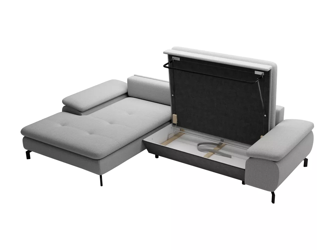 Canapé d'angle gauche convertible en tissu texturé gris ARCHIBALD