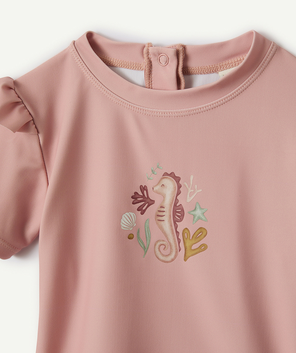 LITTLE DUTCHt-shirt de bain manches courtes bébé fille rose avec volants