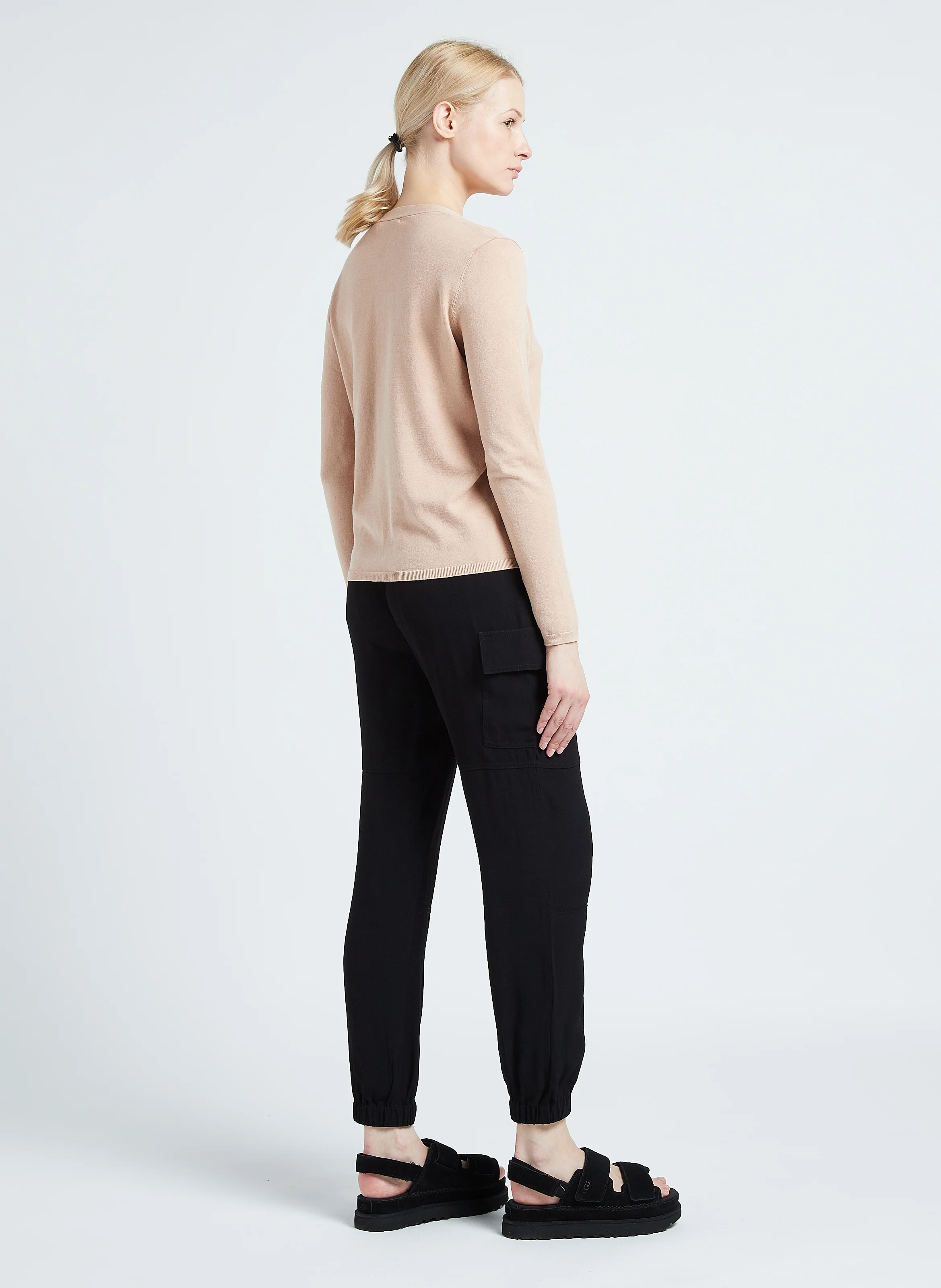 Cardigan col V en maille fine | Rose
