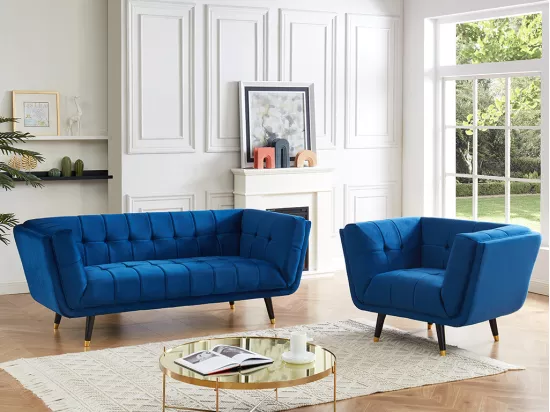 Fauteuil SAMANTHA II en velours - Bleu nuit