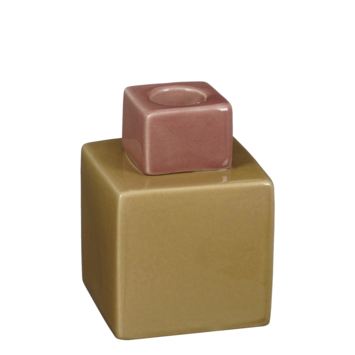 Kandelaar Theo-Bert Pot oker roze 7,5 x 7,5 x 10 cm