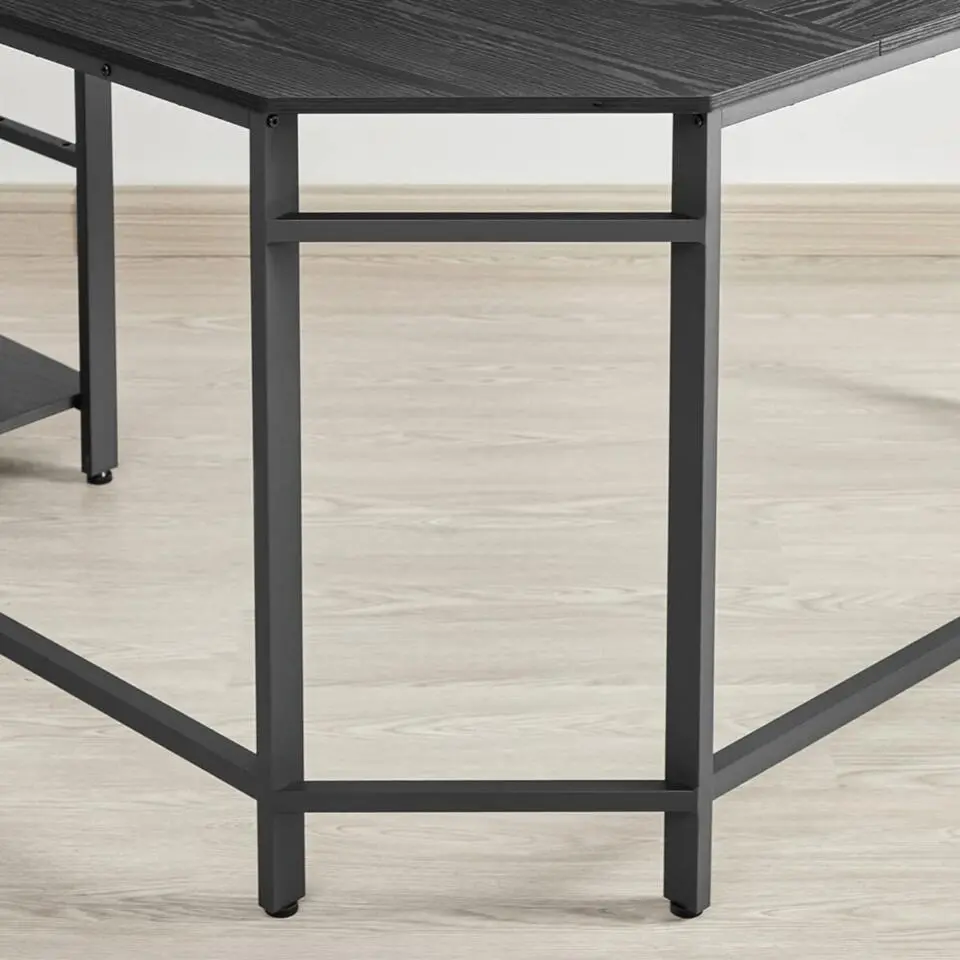 Hoekbureau - vintage - 2 legplanken - 138x76x138 cm - zwart