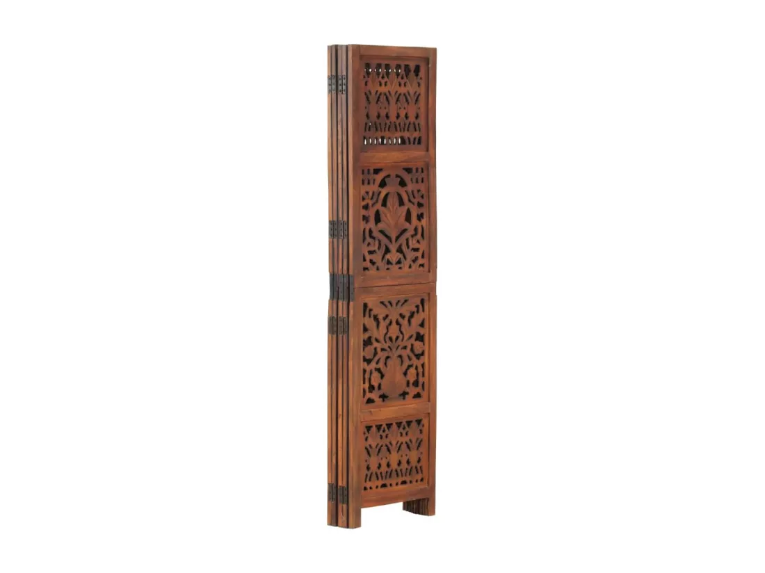 Cloison de séparation 5 panneaux Marron 200x165cm Bois manguier