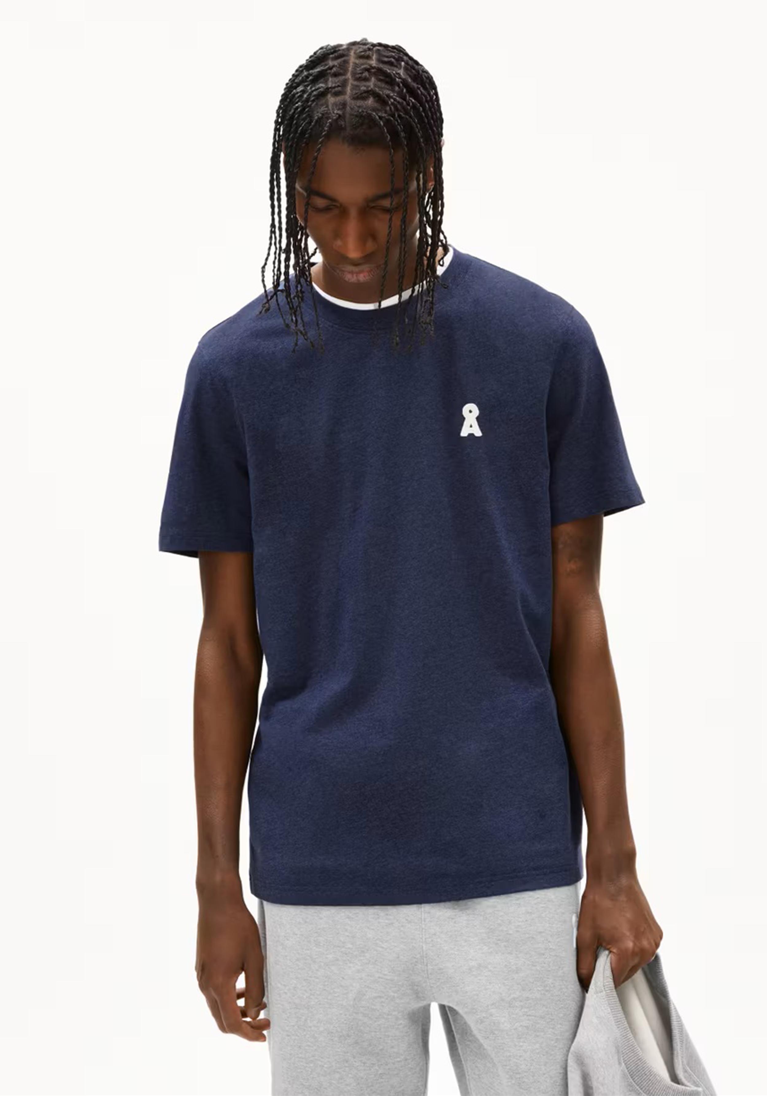 Armedangels T-Shirt Maarkos Iconic Å MLGN Blue Melange