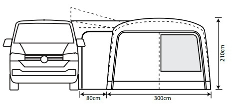 Outdoor Revolution Cayman Combo Air aufblasbares Vorzelt Mid 210 bis 255 cm