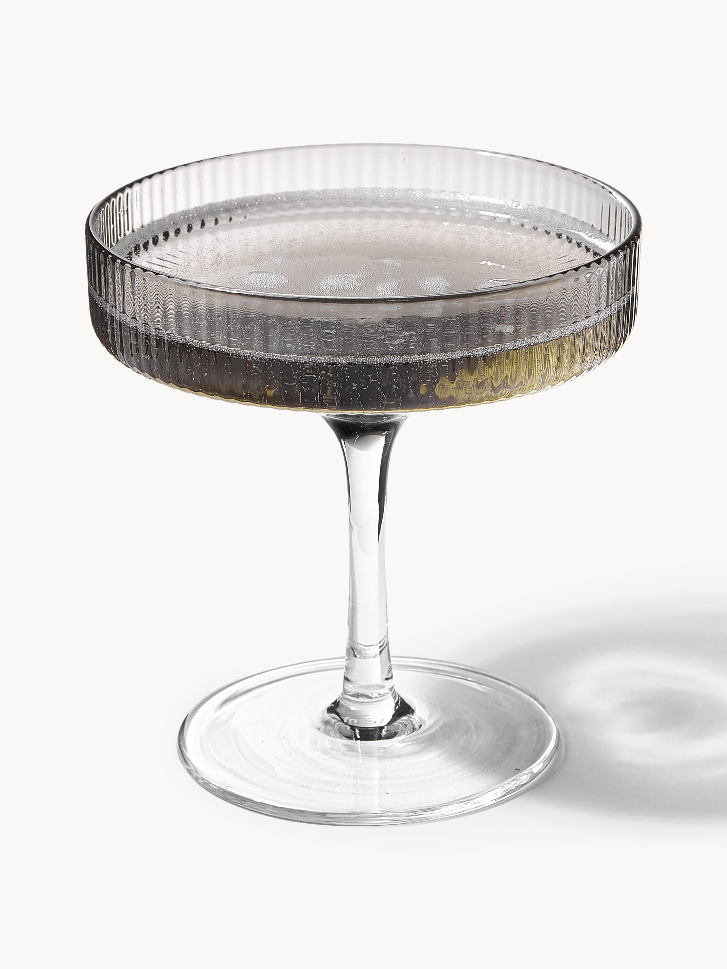 Mondgeblazen champagneglazen Ripple met groefreliëf, 2-delig