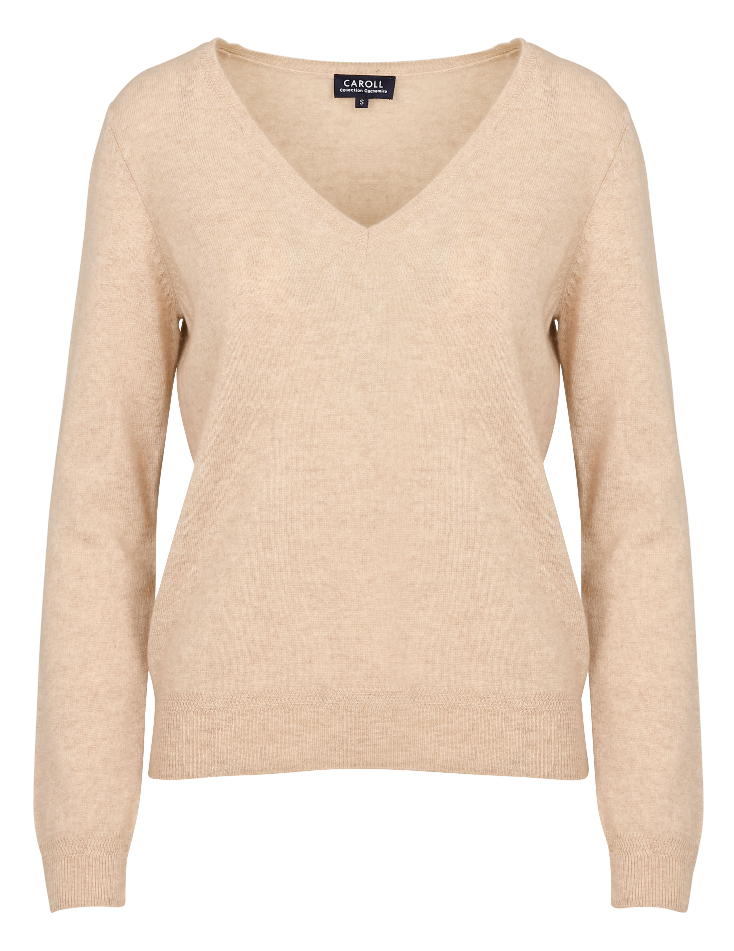 MARIANNE2 - Pull cintré col V en cachemire | Beige