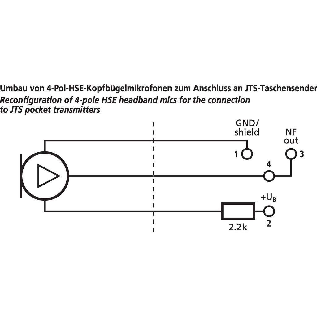 Monacor HSE-100 headset-microfoon met gestripte kabel