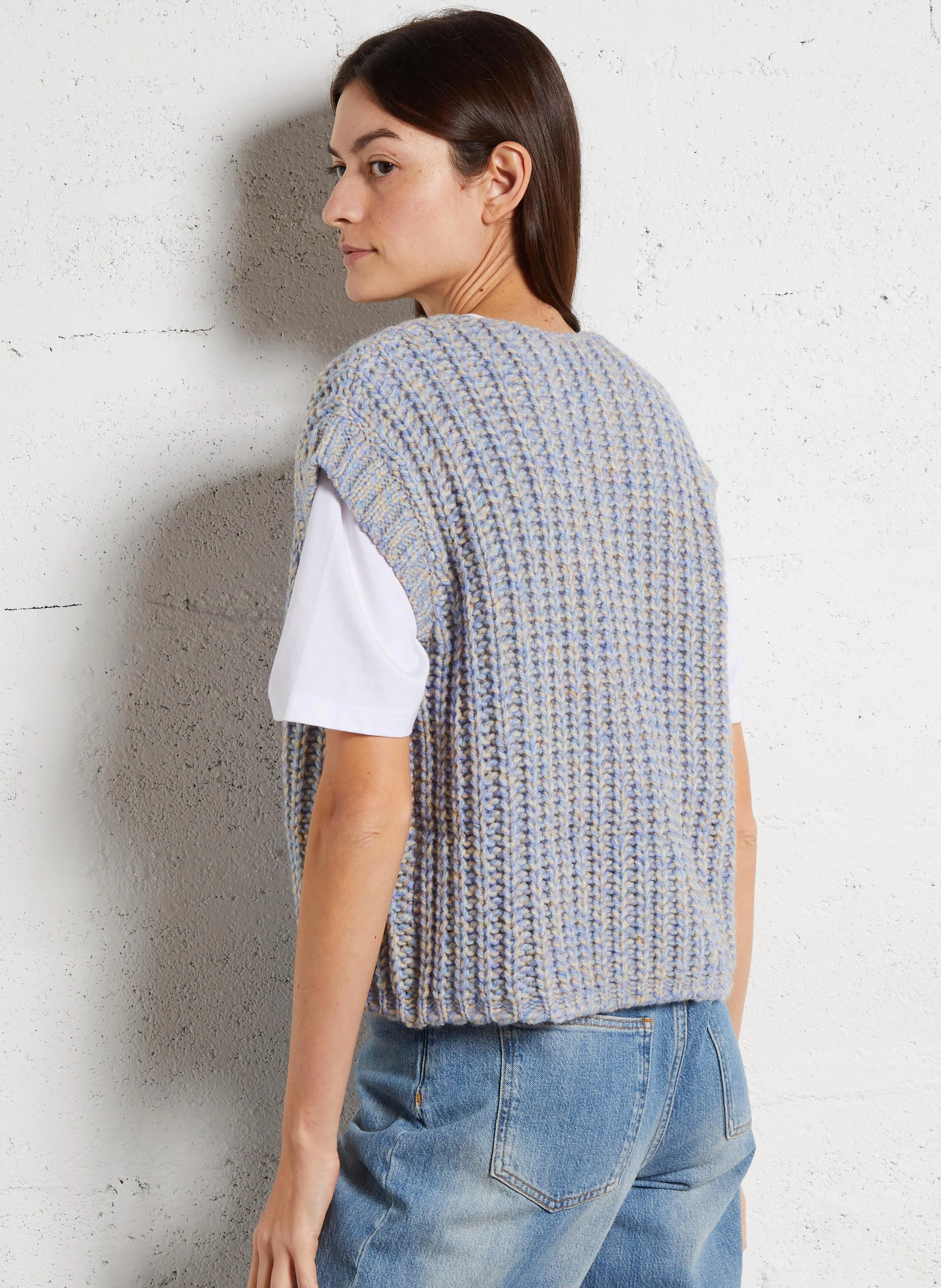 CLAUDIA - Gilet en laine mélangée| Bleu