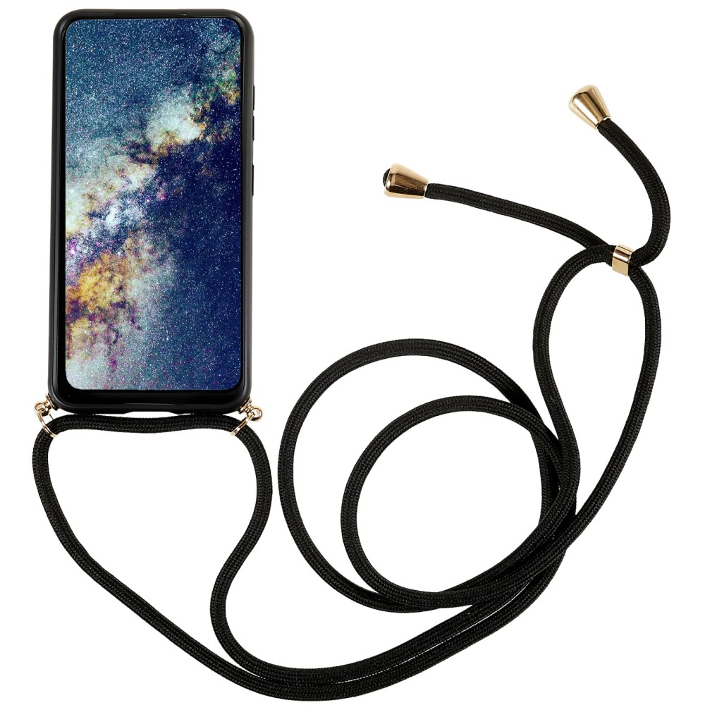 Samsung Galaxy S23 5G Necklace Bio Gummi Case Hülle Eco Friendly Nachhaltig Kompostierbar   Handykette (150cm) - Schwarz