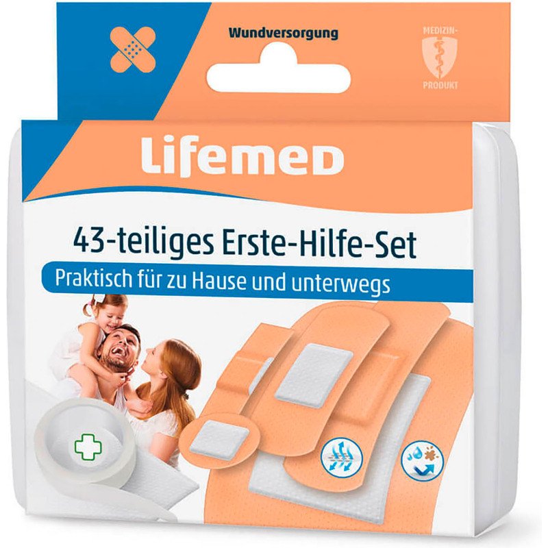 Kit de pansements de premiers secours Lifemed, 43 pièces