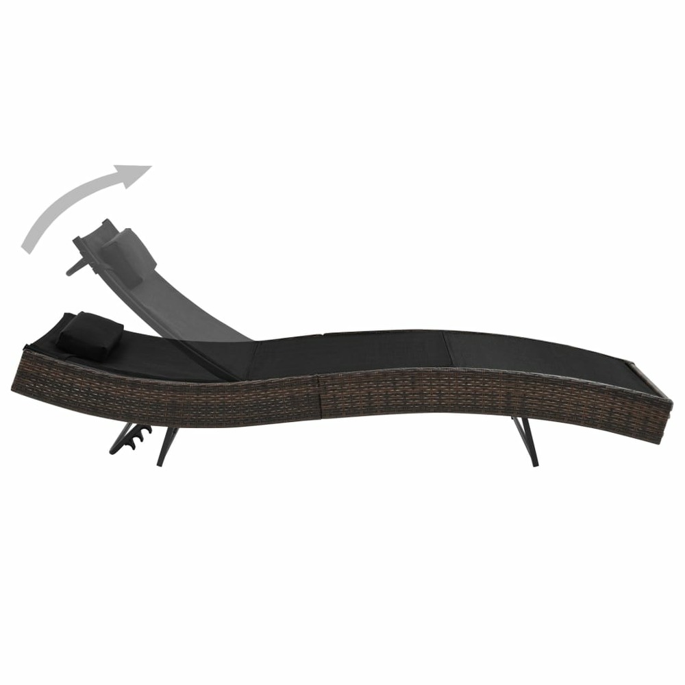 Lot de deux transat chaise longue bain de soleil lit de jardin terrasse meuble d'extérieur et table résine tressée et textilè
