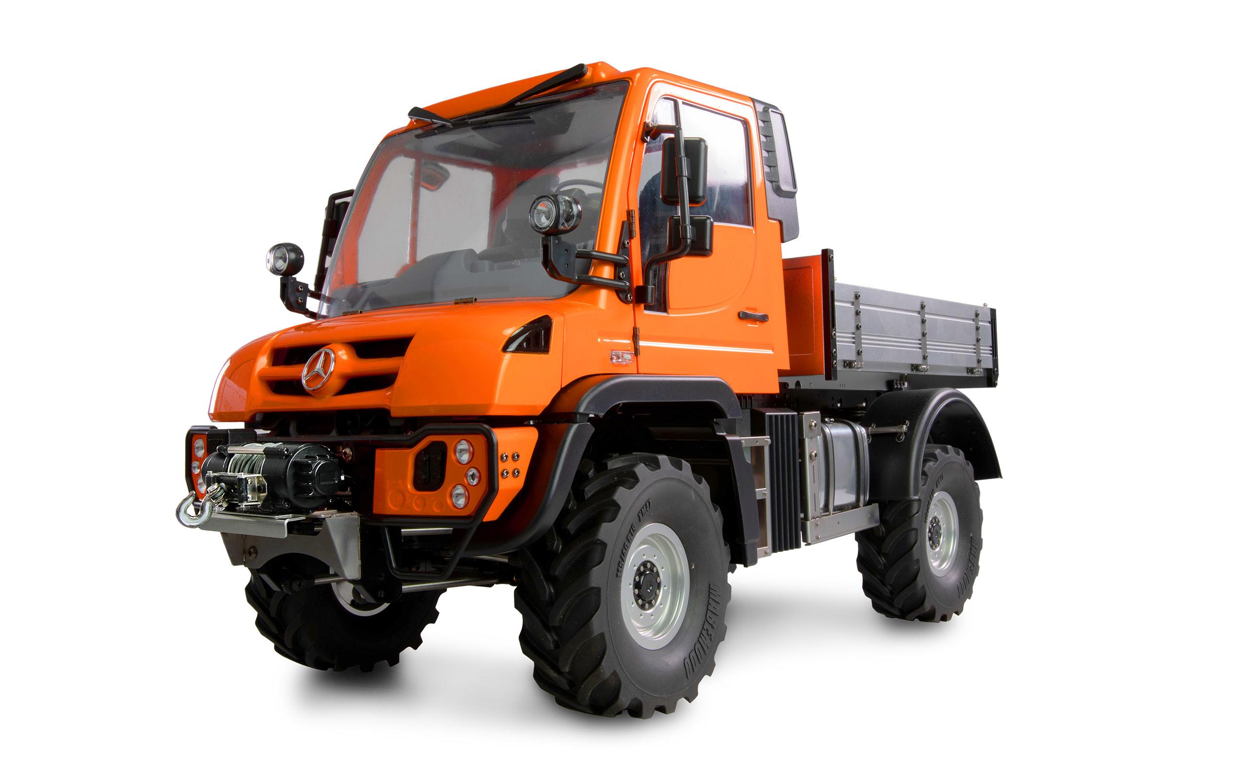 Mercedes-Benz Unimog Geräteträger 4WD Orange 1:10, ARTR<br>Originalgetreues Unimog RC-Modell