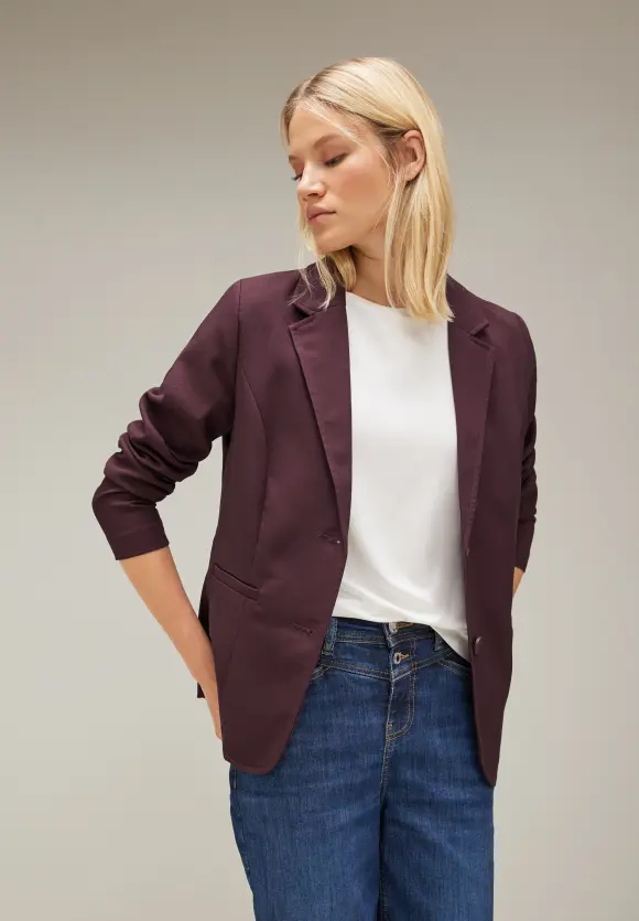 Twill Blazer in Unifarbe - purple brown