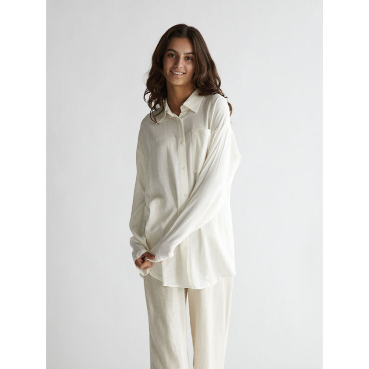 Grunt Latti LS Linen Shirt White