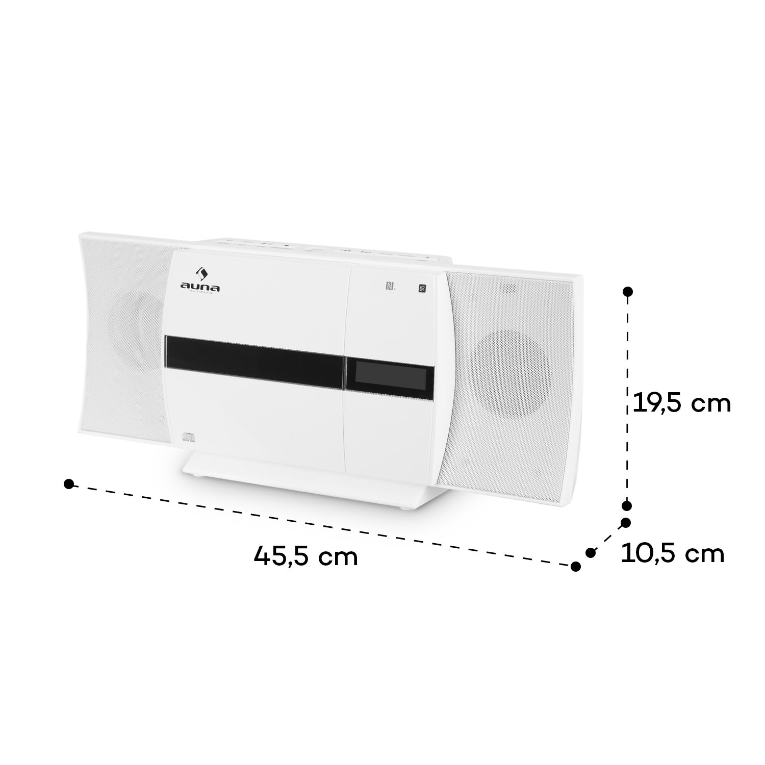 V-20 DAB Vertikal-Stereoanlage BT NFC CD MP3 USB DAB+ & UKW-Tuner Weiß