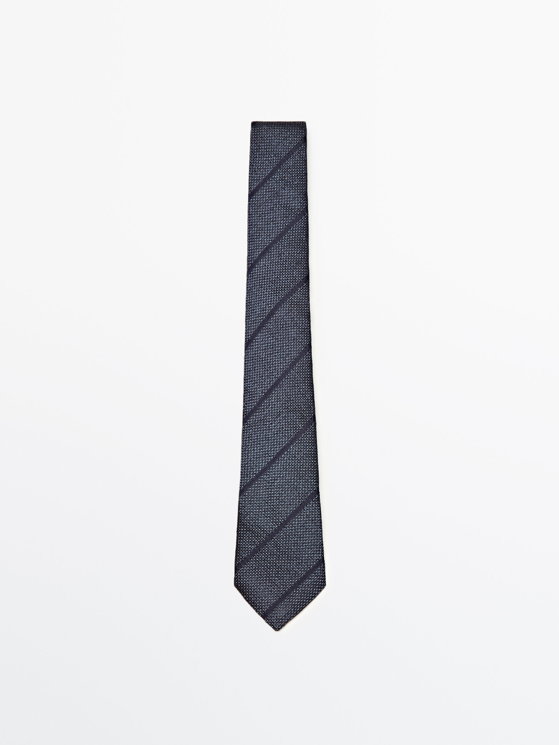 Corbata raias mezcla algodón seda - AZUL