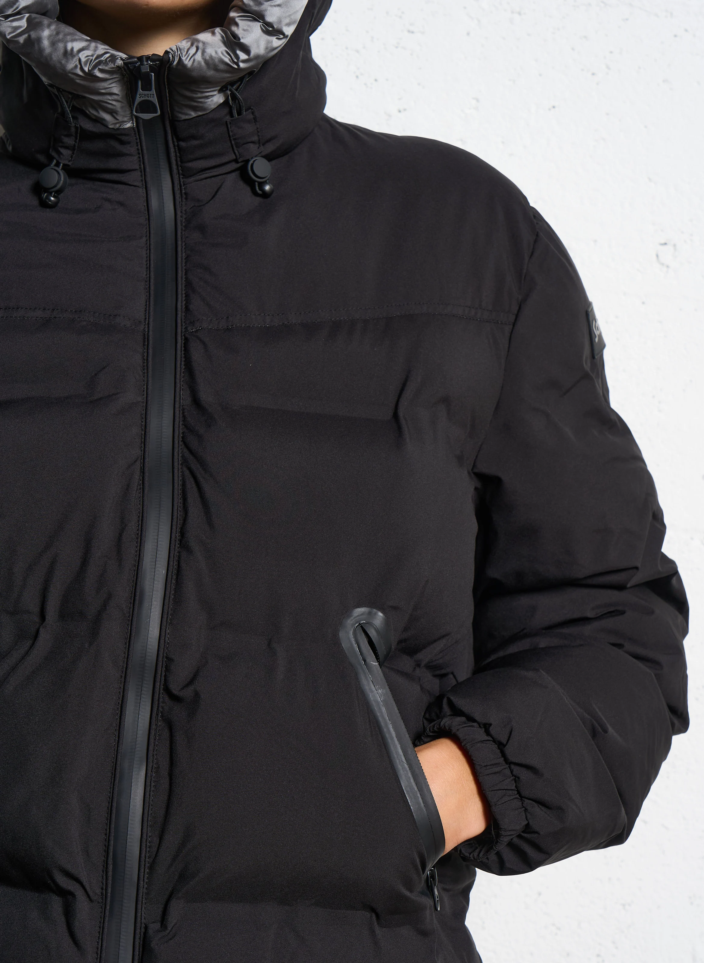 Doudoune zippée à capuche | Noir