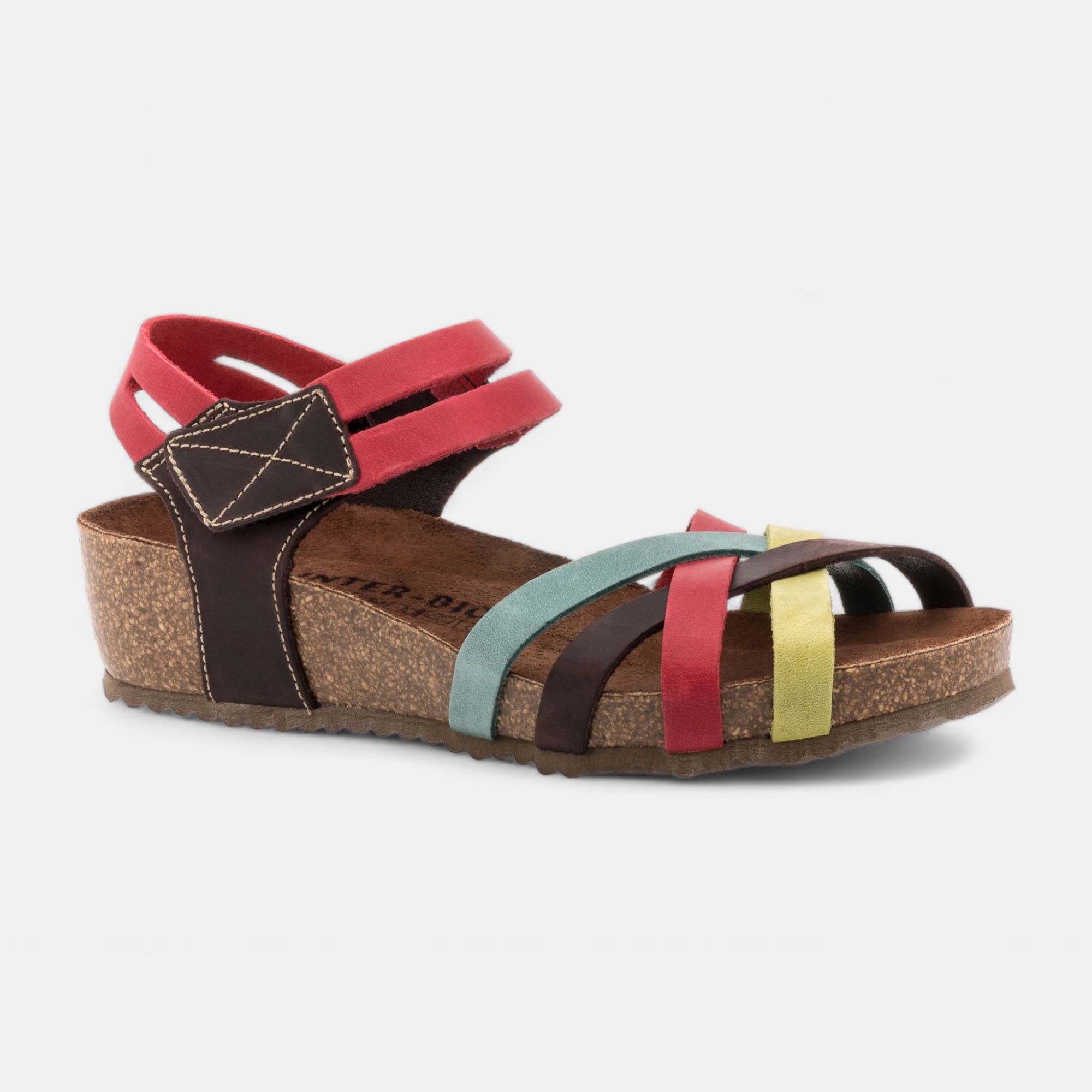 Mules semelle liège Femme en cuir multicolore