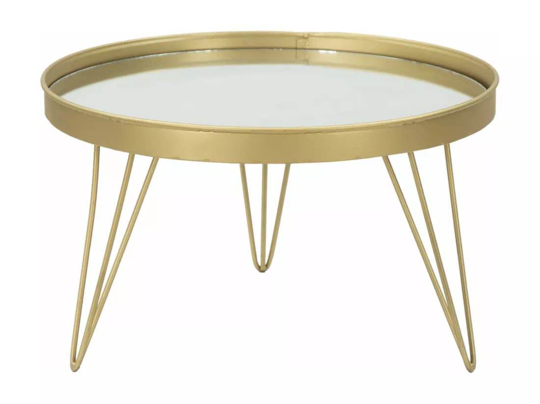 Porte-objet en métal doré avec plateau miroir Ø 36,5x22 cm