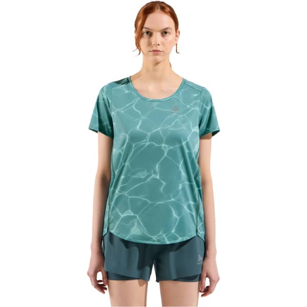 T-shirt running ODLO ZEROWEIGHT CHILL-TEC PRINT CREW NECK S/S W ARCTIC