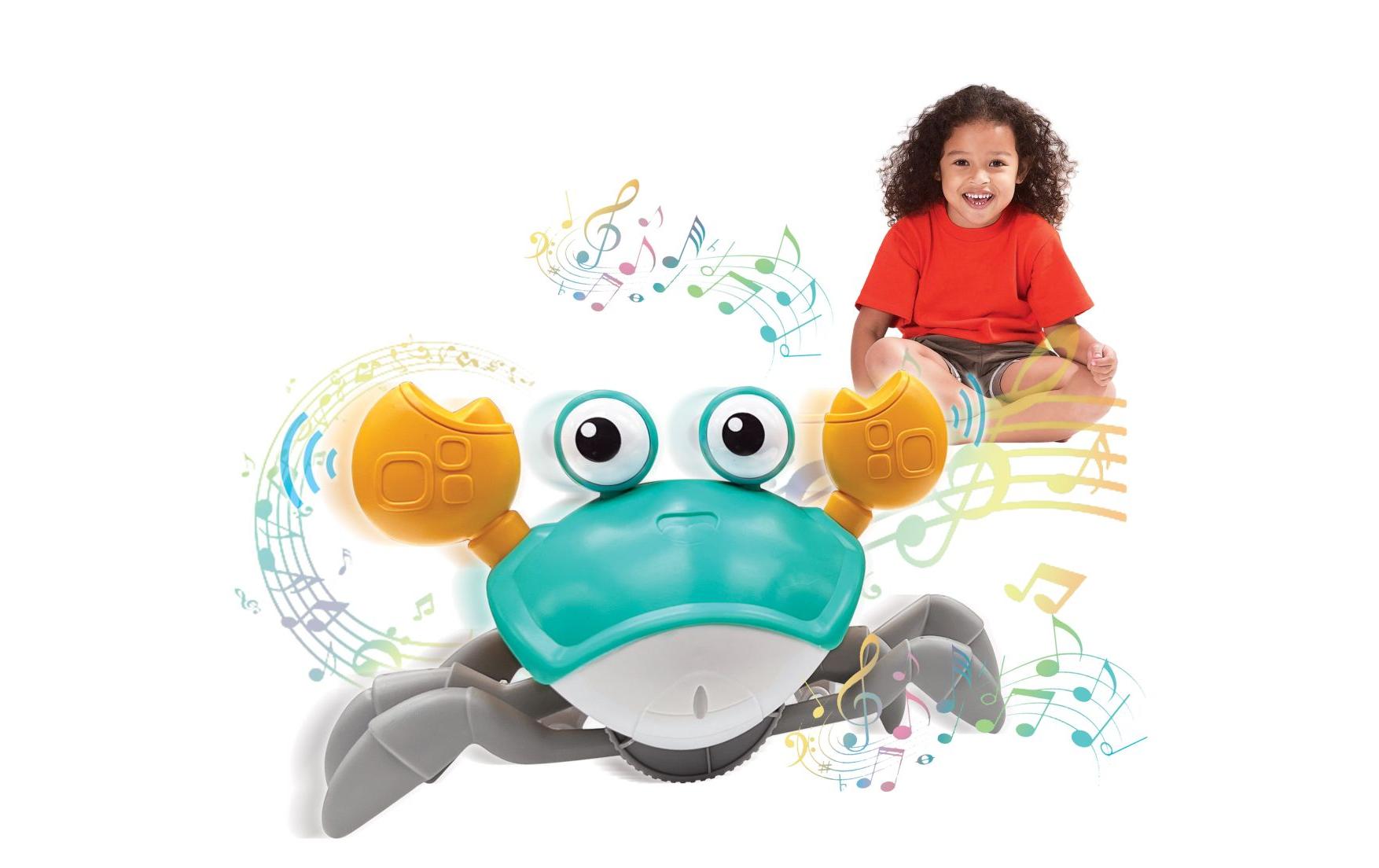 Laufende Krabbe mit Sound & SensorNiedliches Krabbelspielzeug mit Musik
