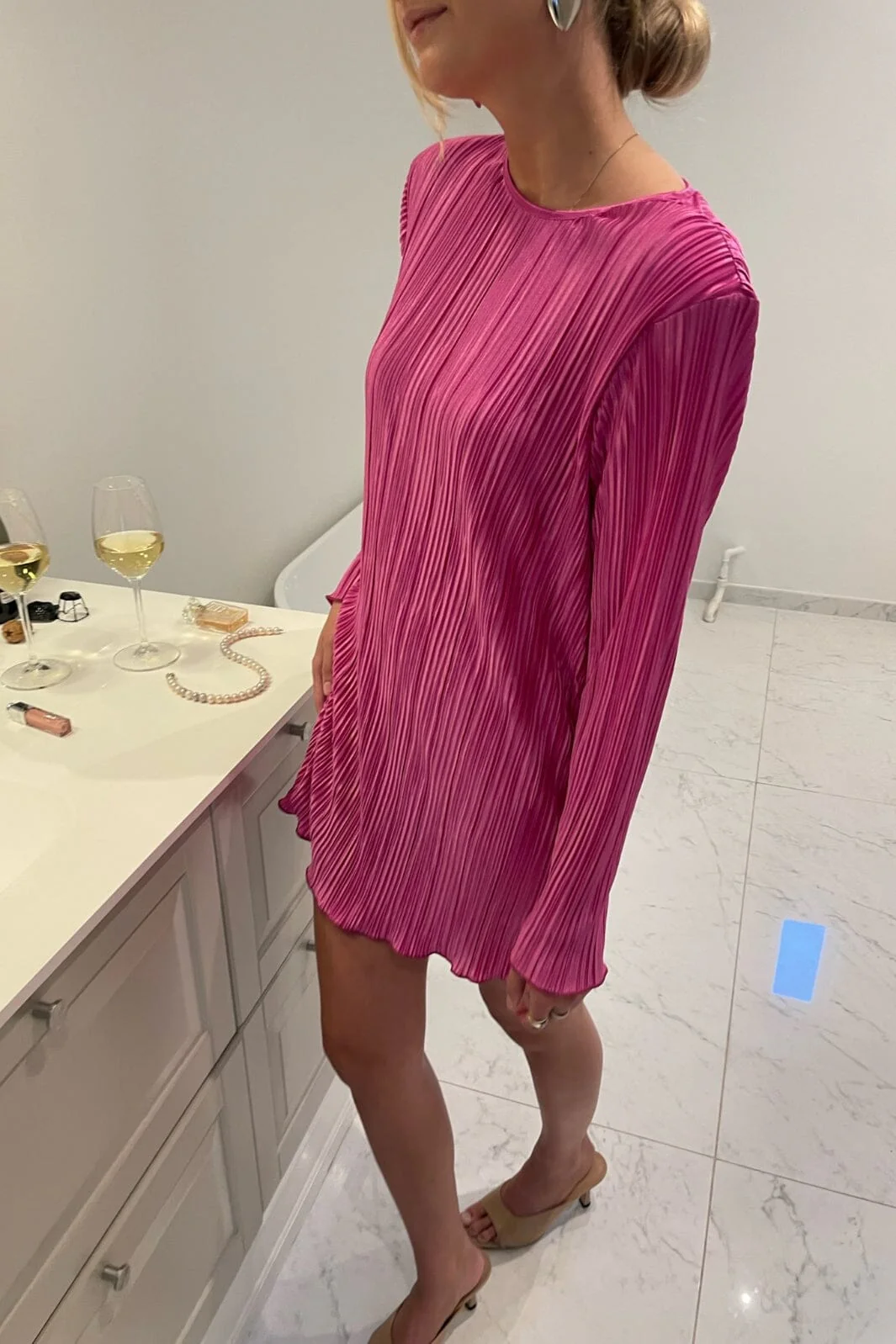 BYIC Kellyic Plissé Dress fuchsia pink