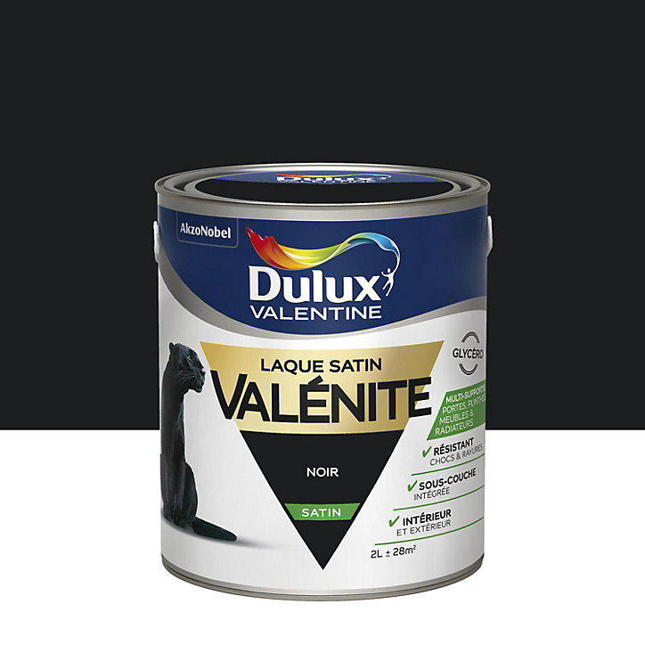 Laque boiseries et métal Valénite Dulux Valentine satin noir 2L
