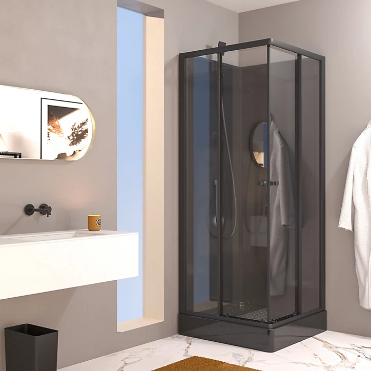 Cabine de douche carrée en acrylique noir 80x80 cm Gelco Design