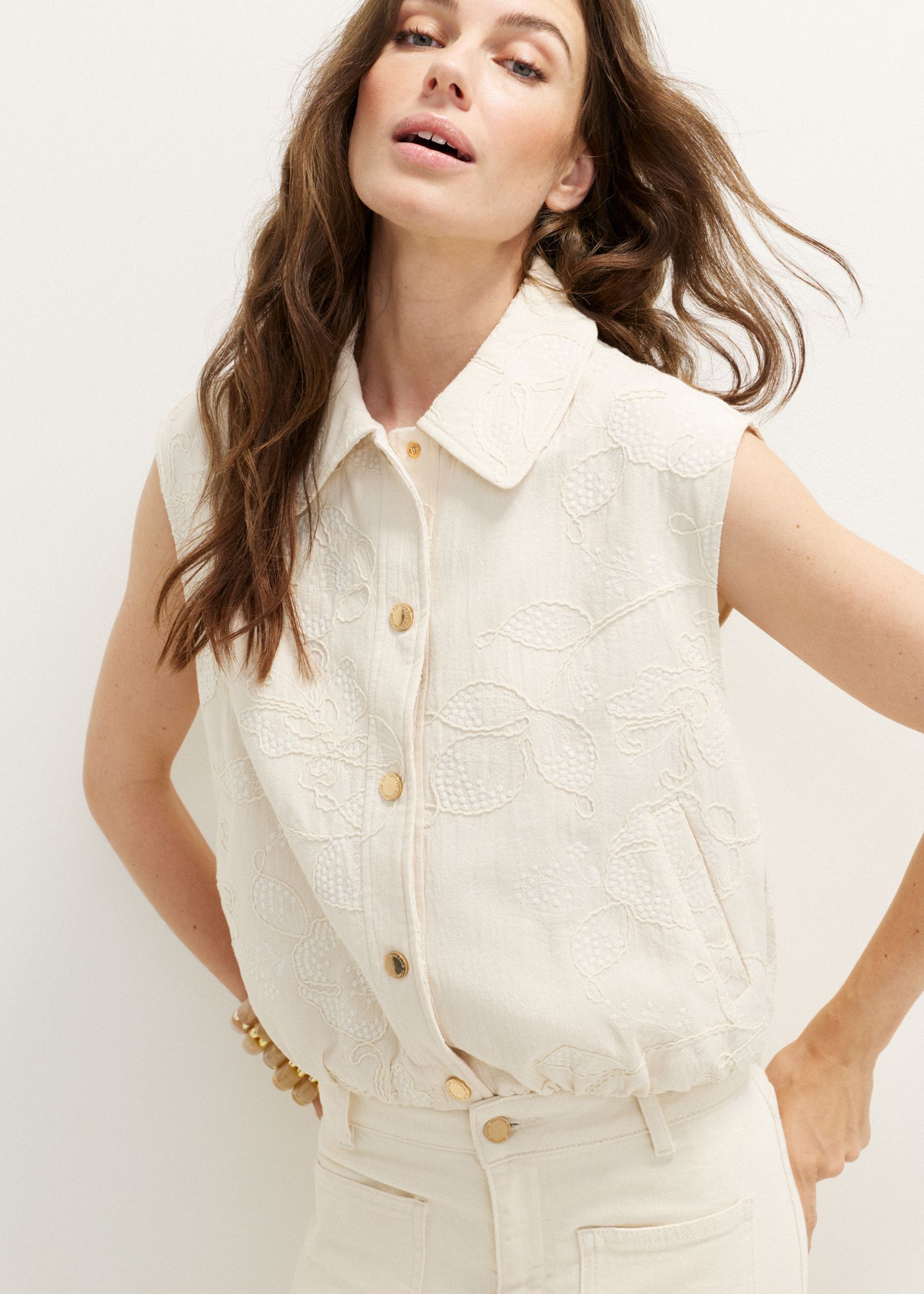Geborduurd bomber gilet