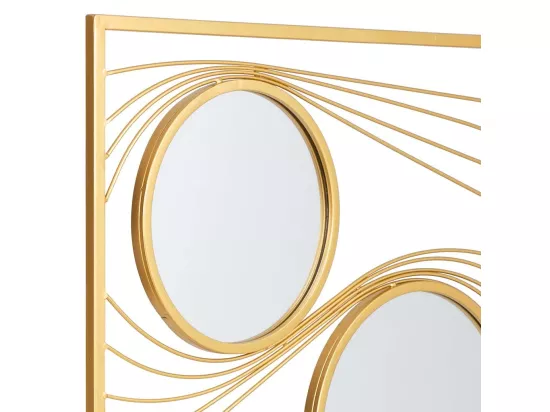 Miroir mural rectangulaire en métal doré 61x96x2