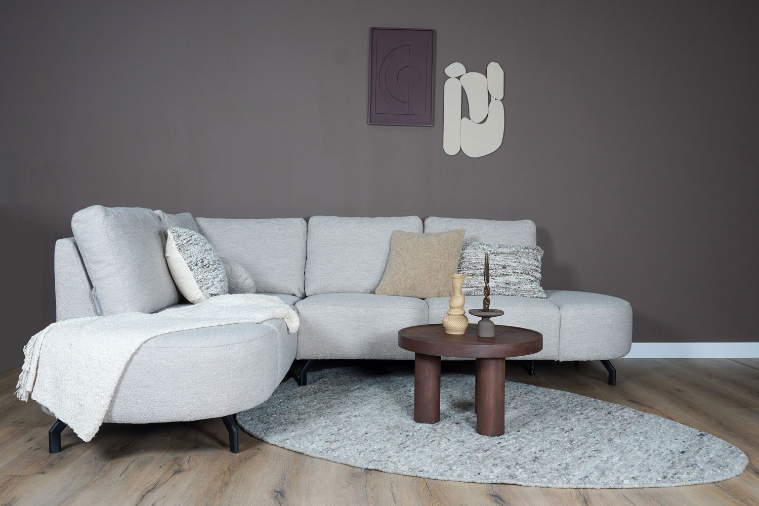 Vloerkleed Stone kiezelvormig lichtgrijs 200x280 cm