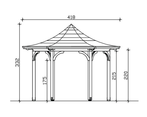 SKAN HOLZ Versailles paviljoen met schroefsteunen Ø 418 cm naturel