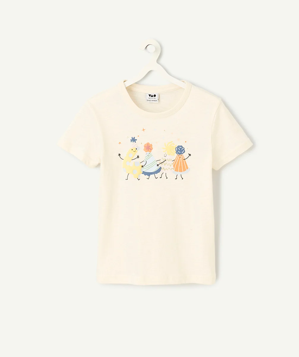 t-shirt en coton bio écru thème anniversaire TAO 4 ans