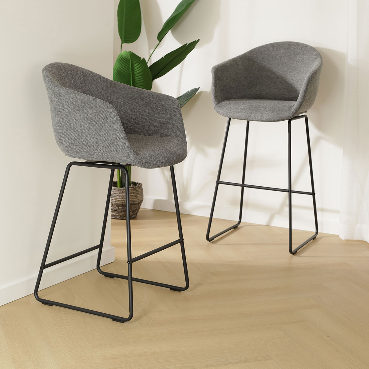 Barkruk Nino-Otis donkergrijs - zwart - 65 cm
