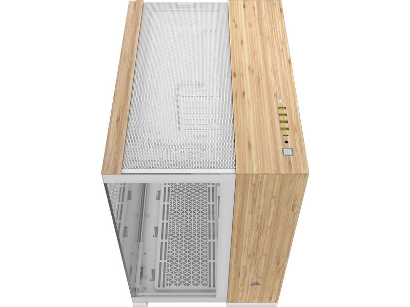 Corsair PC-Gehäuse 6500X Weiss/Bambus Mid-Tower PC-Case mit Zwei-Kammer-Design und herausragendem Luftstrom