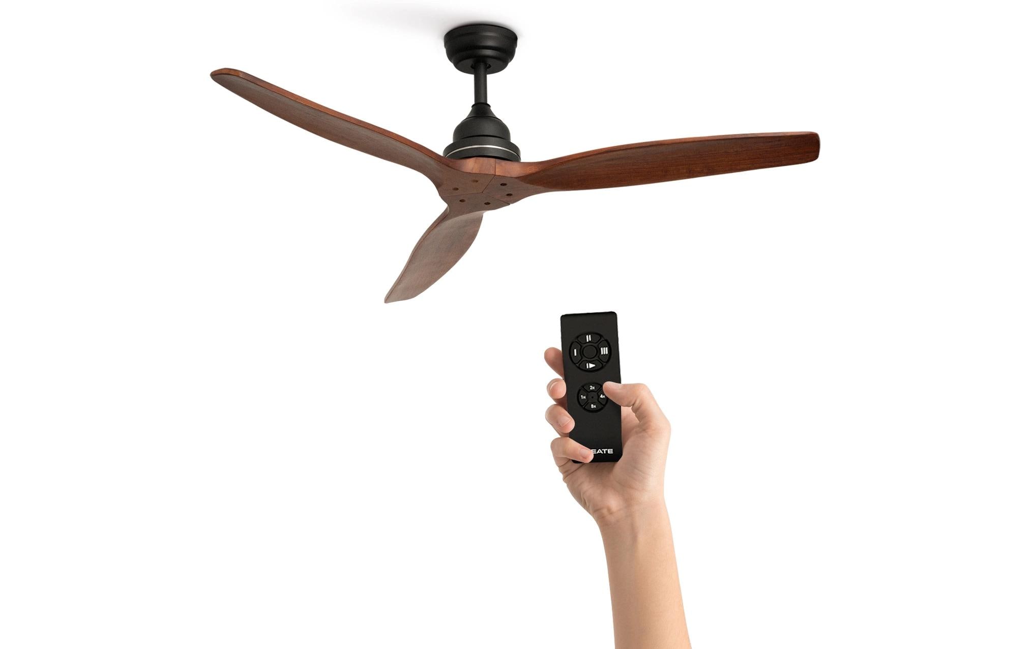 Deckenventilator, Holz Schwarz<br>Leiser Deckenventilator mit Fernbedienung und 3 Geschwindigkeiten