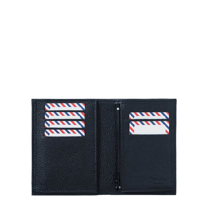 Petit portefeuille Victor en cuir grainé Lune bleue