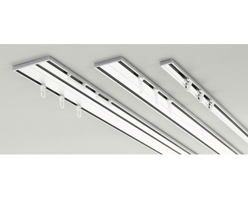 Witte aluminium gordijnrail, 3-rails, 150 cm