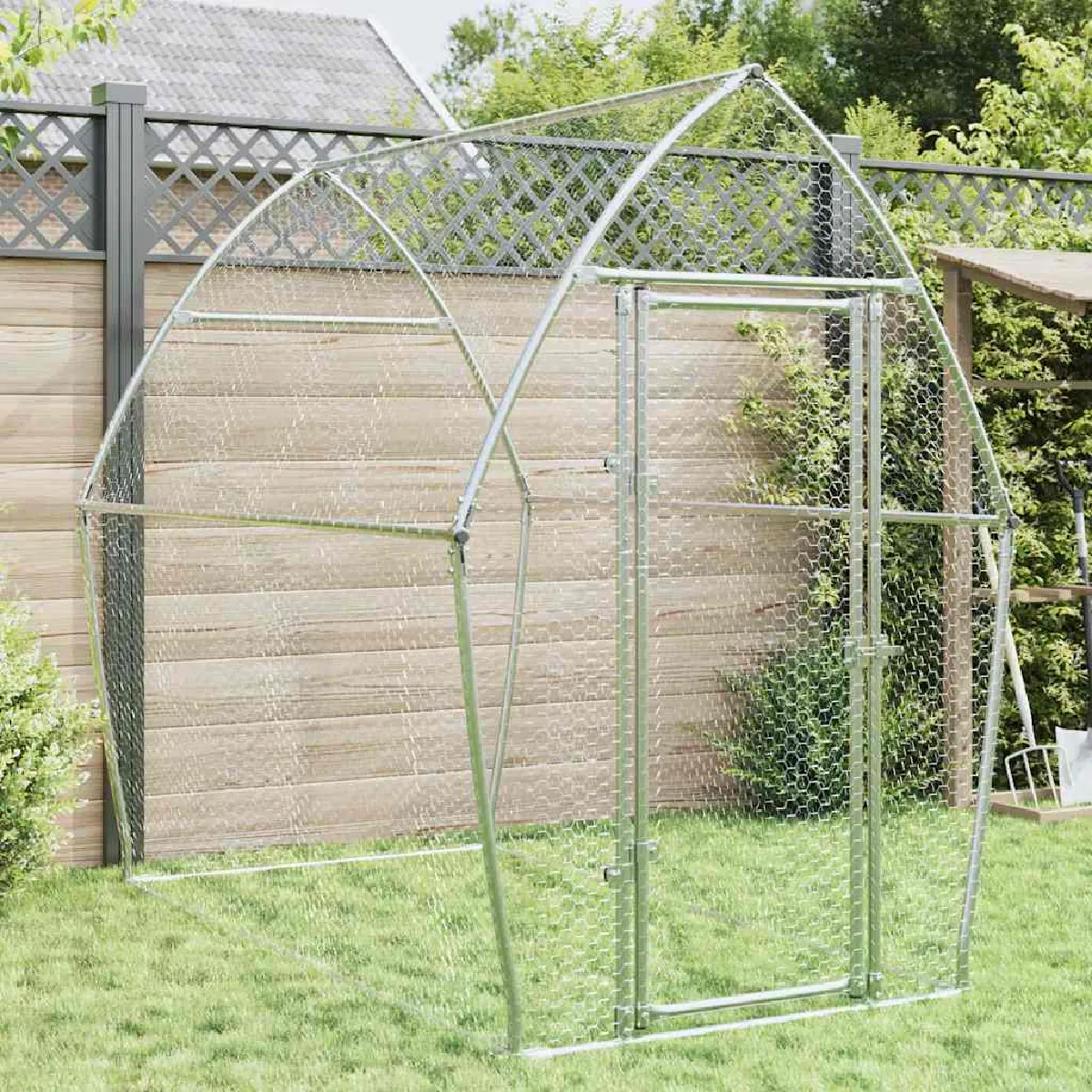 vidaXL Cage poules 200x105x182 cm argentée