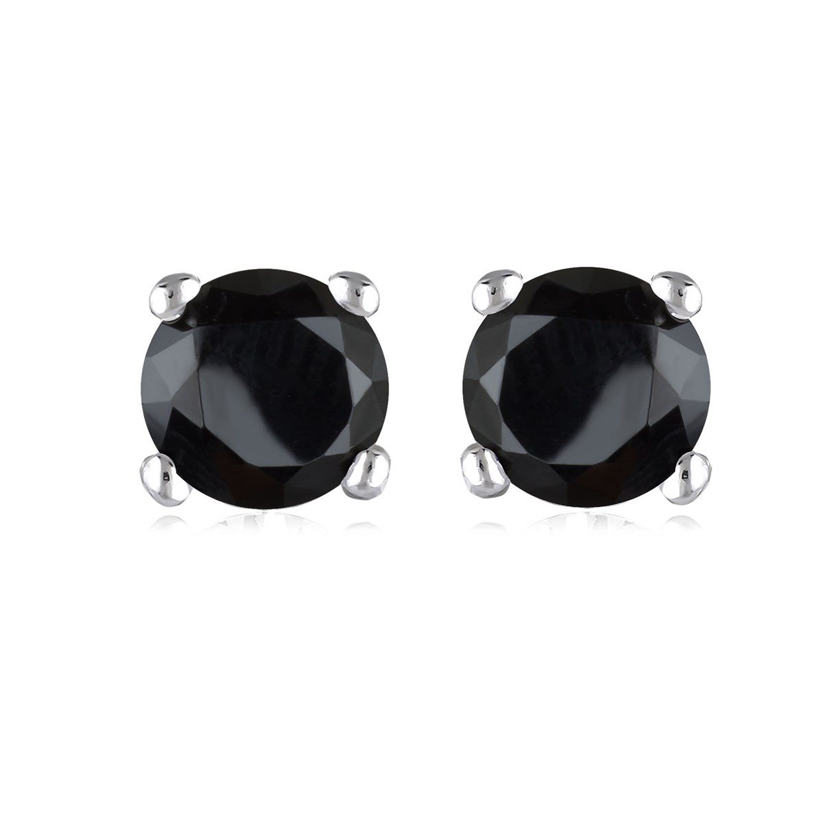Boucles d'oreilles argent rhodié solitaire cz noir rond 2MM 0.30grs