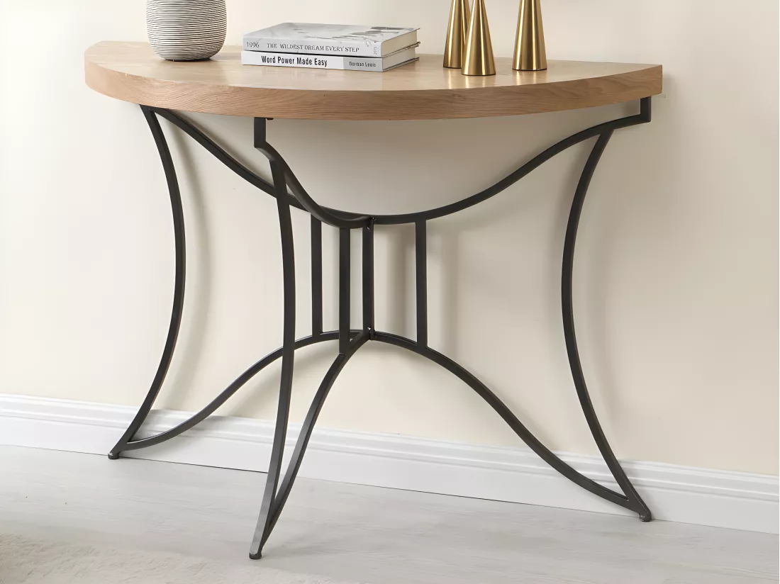 Console en MDF et métal - Naturel et noir - LOLANA